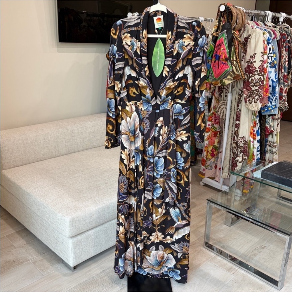 Farm Rio: Black Snake Garden Lenzing Viscose Maxi Dress long sleeve - Picture 5 of 13